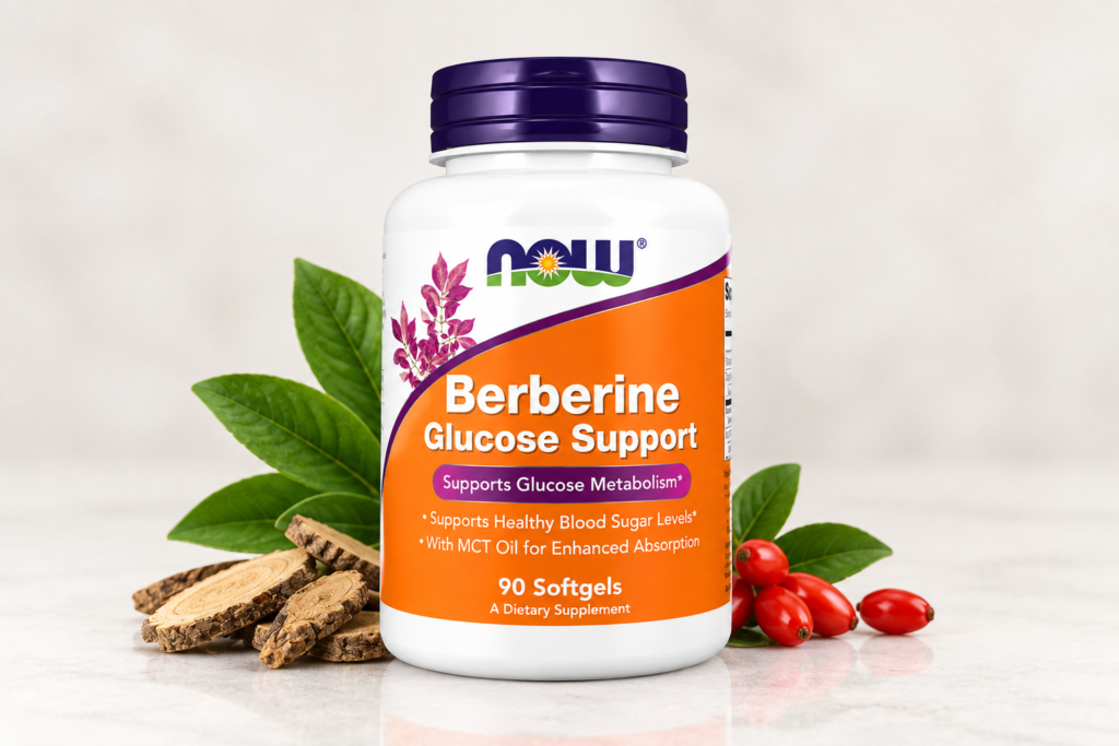 NOW Supplements Berberine Glucose Support supplement bottle