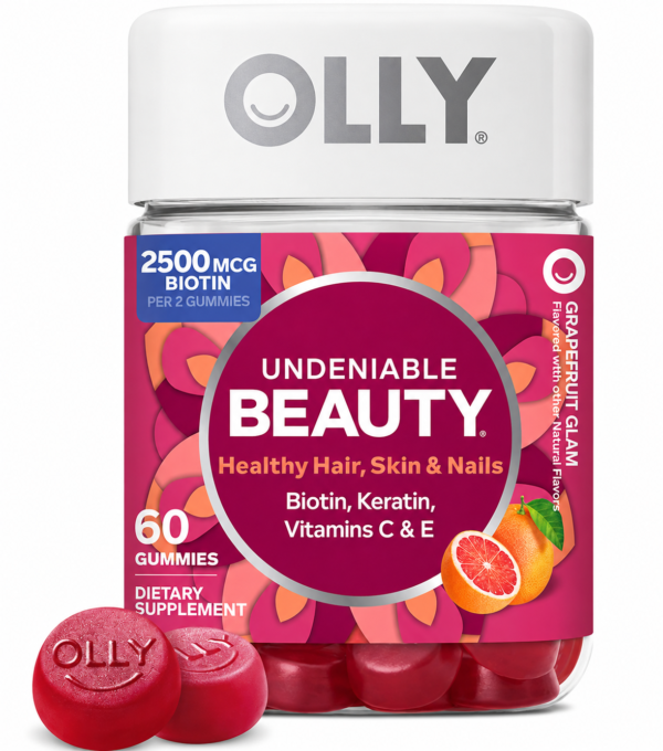 OLLY Hair Skin and Nails Gummies, Undeniable Beauty, Biotin - 60 Count